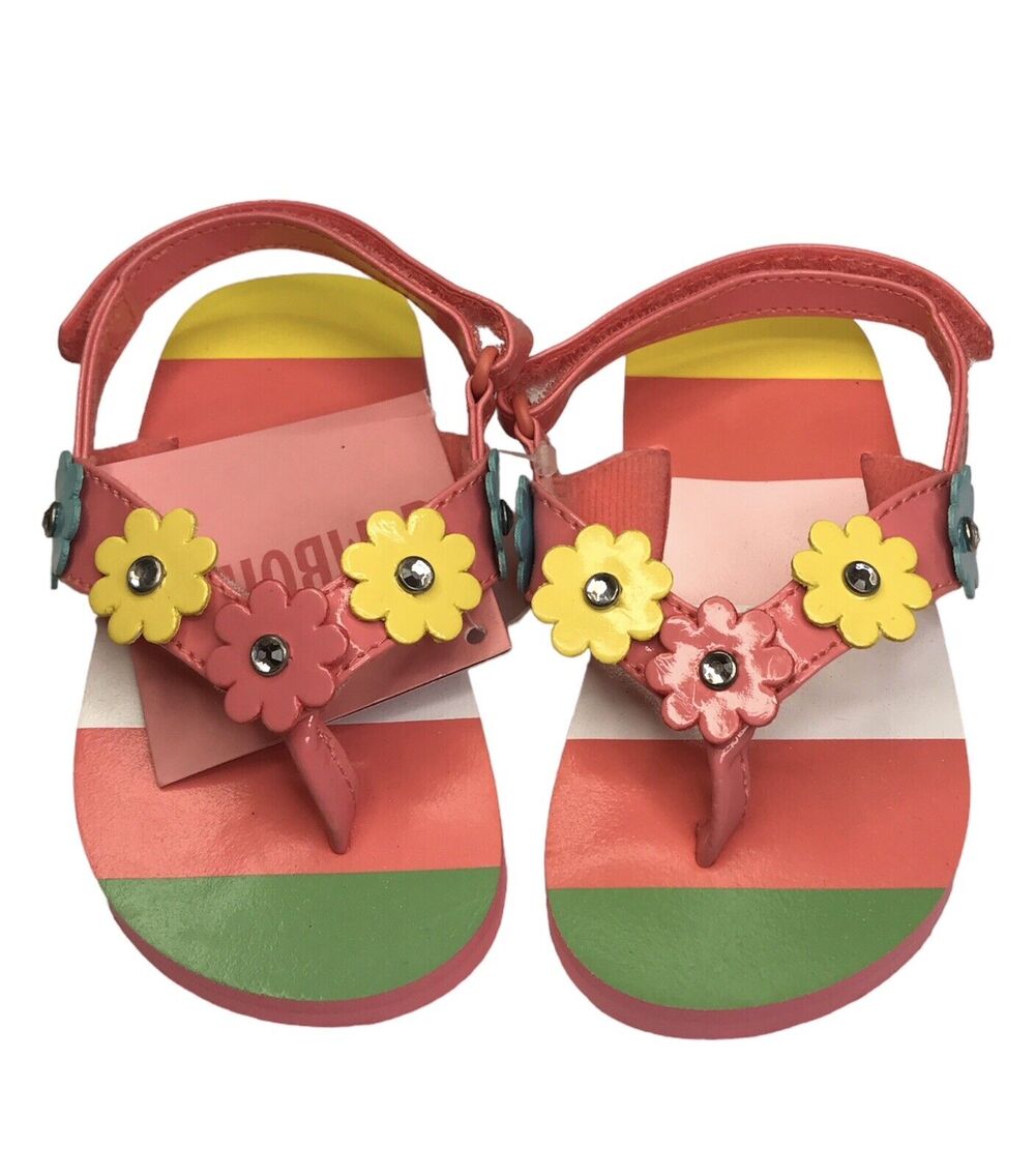 NWT Gymboree Swim Shop Size 5-6 5/6 Flower Flip Flops Sandals Girls